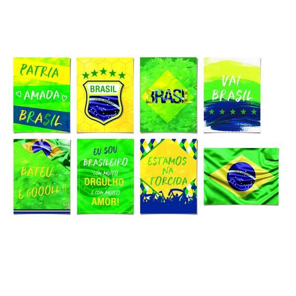 Cartaz Decorativo Copa 2018 Vai Brasil - Pct C/08 Unds