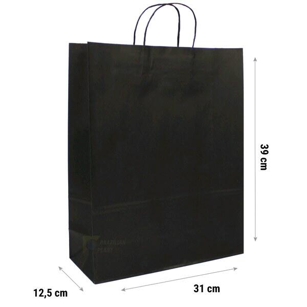 Sacola de Papel Kraft Preto - Pct C/10 Unds