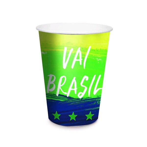 Copo de Papel 330ml Copa 2018 Vai Brasil - Pct C/08 unds