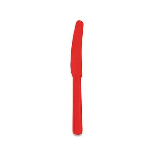 Faca Plástica Descartável Refeição Vermelho - Pct C/10 Unds