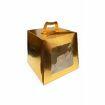 Caixa para Panetone Dourado Brilhoso com Visor ( 19 x 19 x 16,5 ) 500 gr
